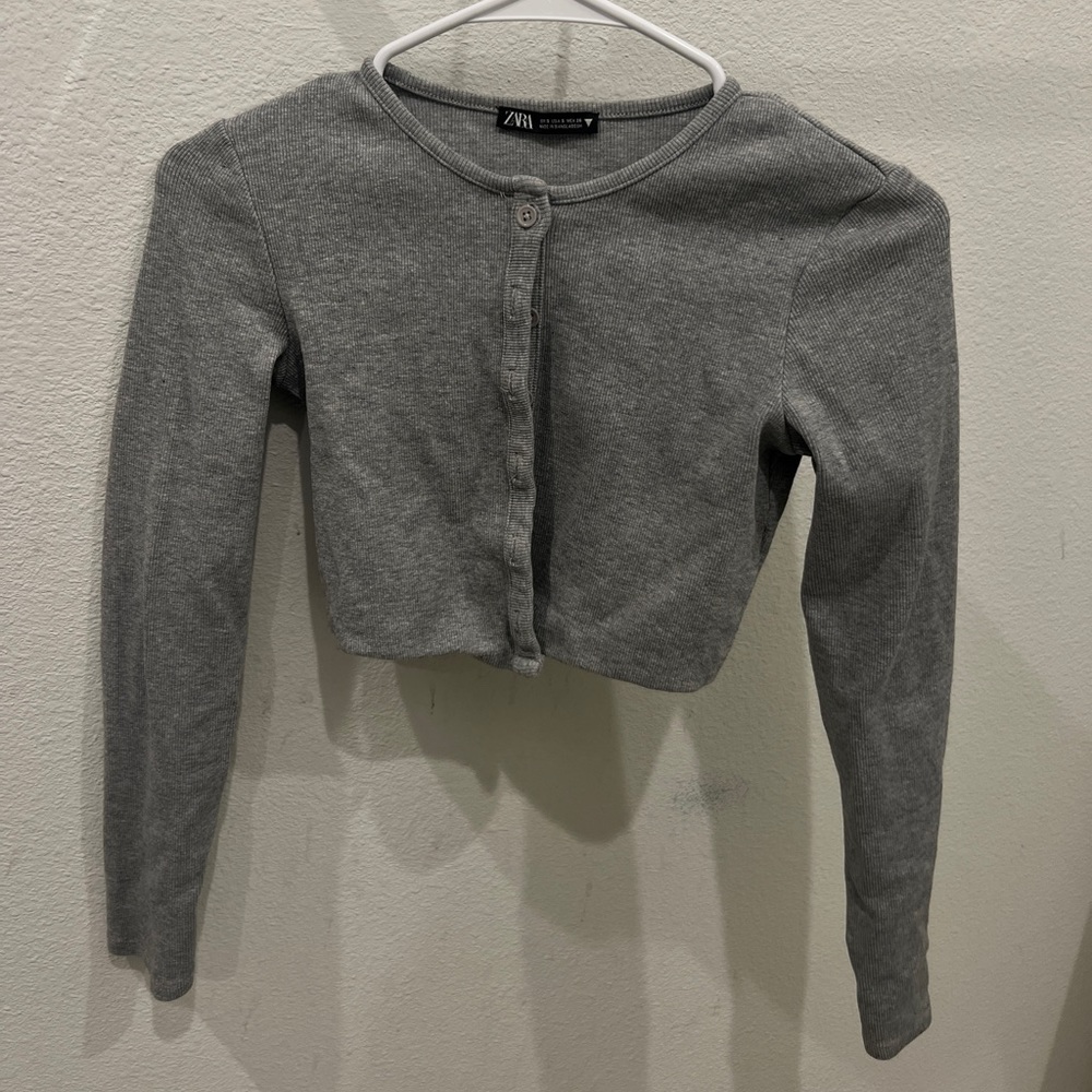 Zara Cropped Grey Cardigan